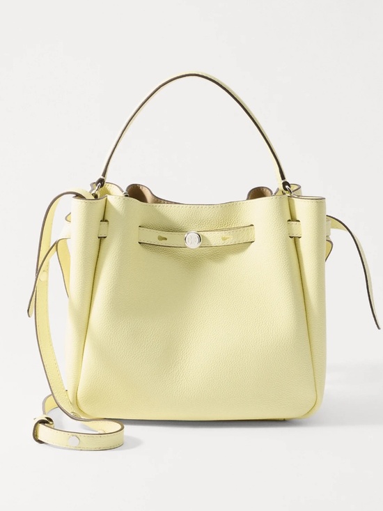 Tory Burch Handbags - NWT Tory Burch Romy Pebbled Leather Bucket Bag Lemon Crossbody Dust Bag